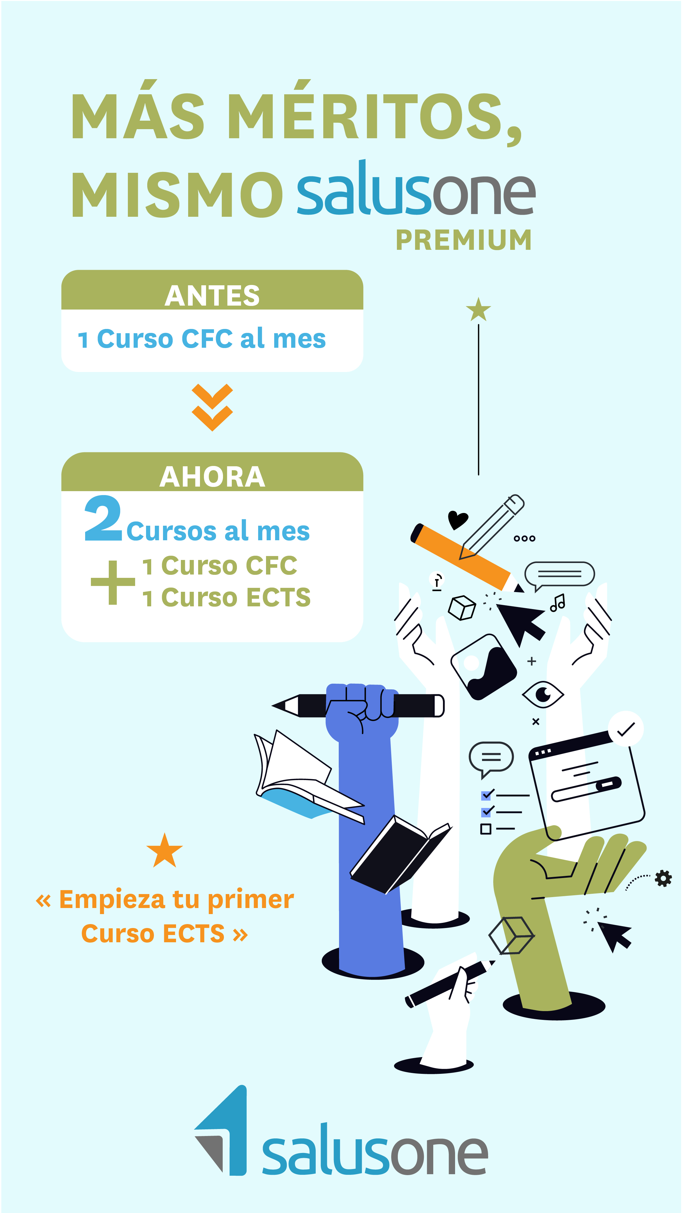 Detalle de ventajas y cursos con acreditación ECTS de SalusOne